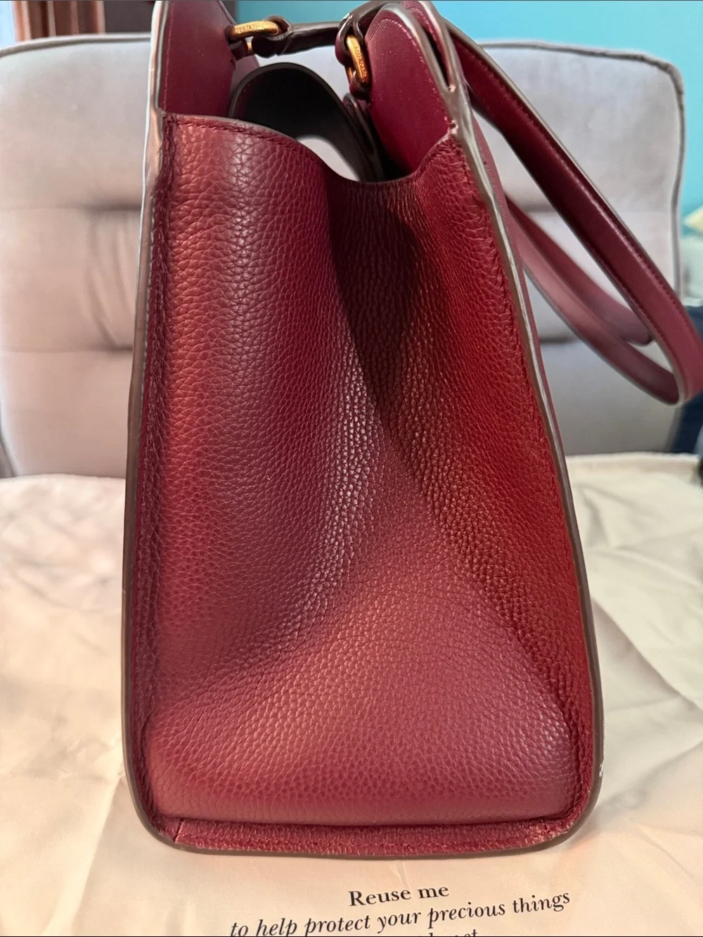 Kate Spade Leather Tote in Burgundy with Gold hardware